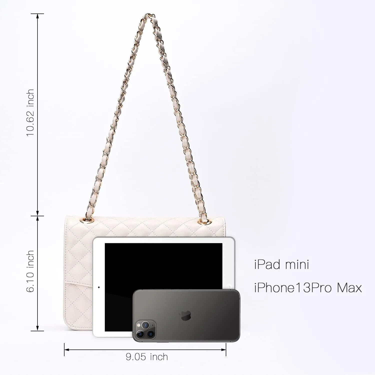 GM LIKKIE Quilted Shoulder Bag for Women, Medium Flap Crossbody Handbag with Chain Strap, Soft Vegan Leather Clutch Purse