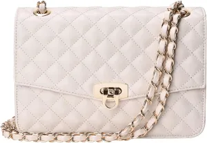 GM LIKKIE Quilted Shoulder Bag for Women, Medium Flap Crossbody Handbag with Chain Strap, Soft Vegan Leather Clutch Purse