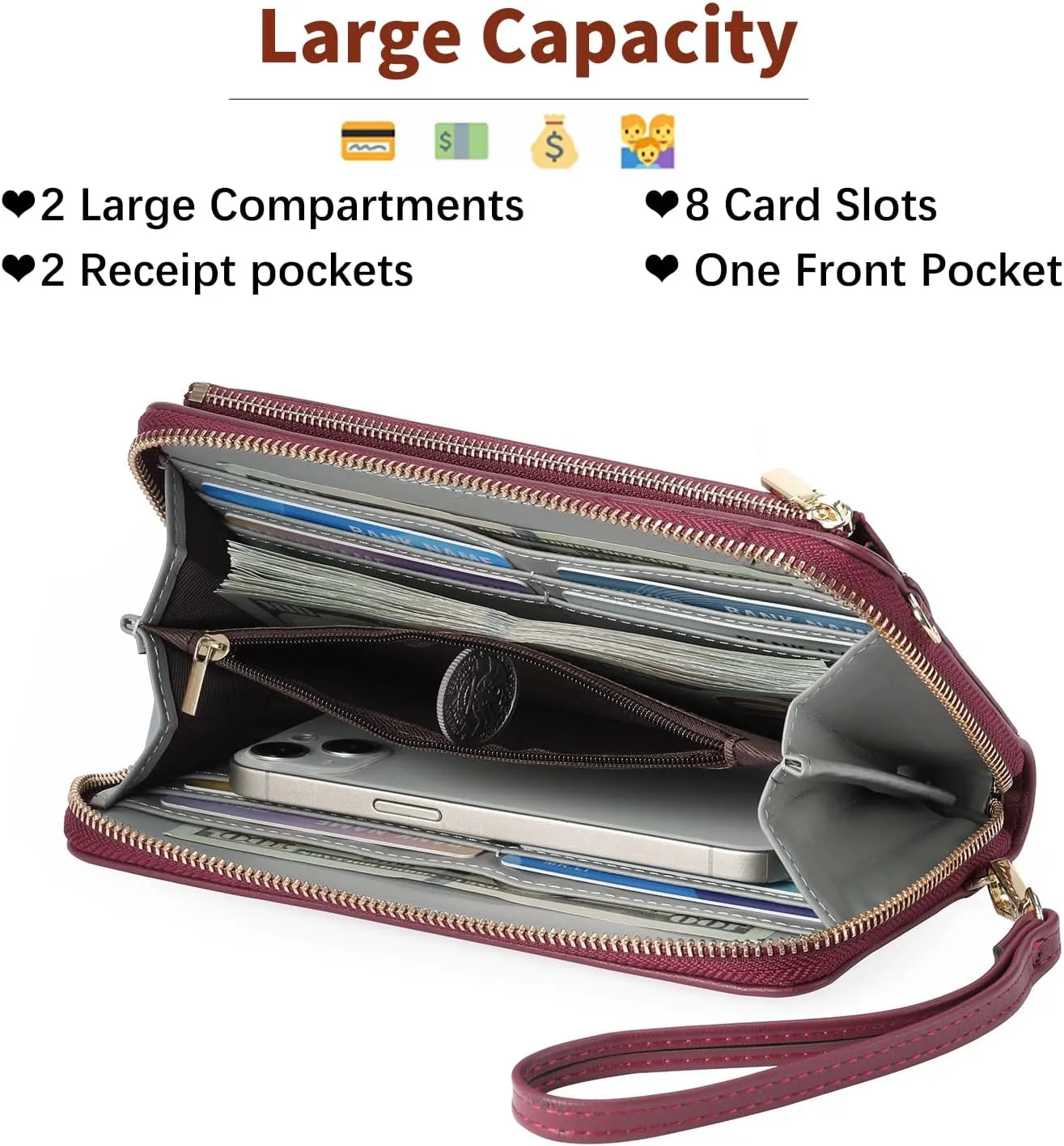 GOIACII Phone Purse Crossbody Bags for Women Small Travel Wallet Touch Screen RFID Blocking