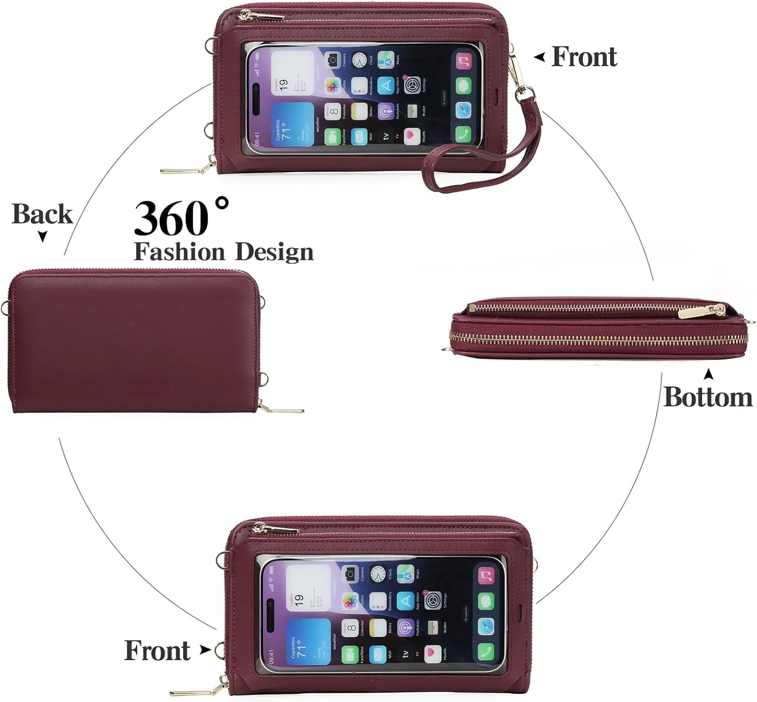 GOIACII Phone Purse Crossbody Bags for Women Small Travel Wallet Touch Screen RFID Blocking