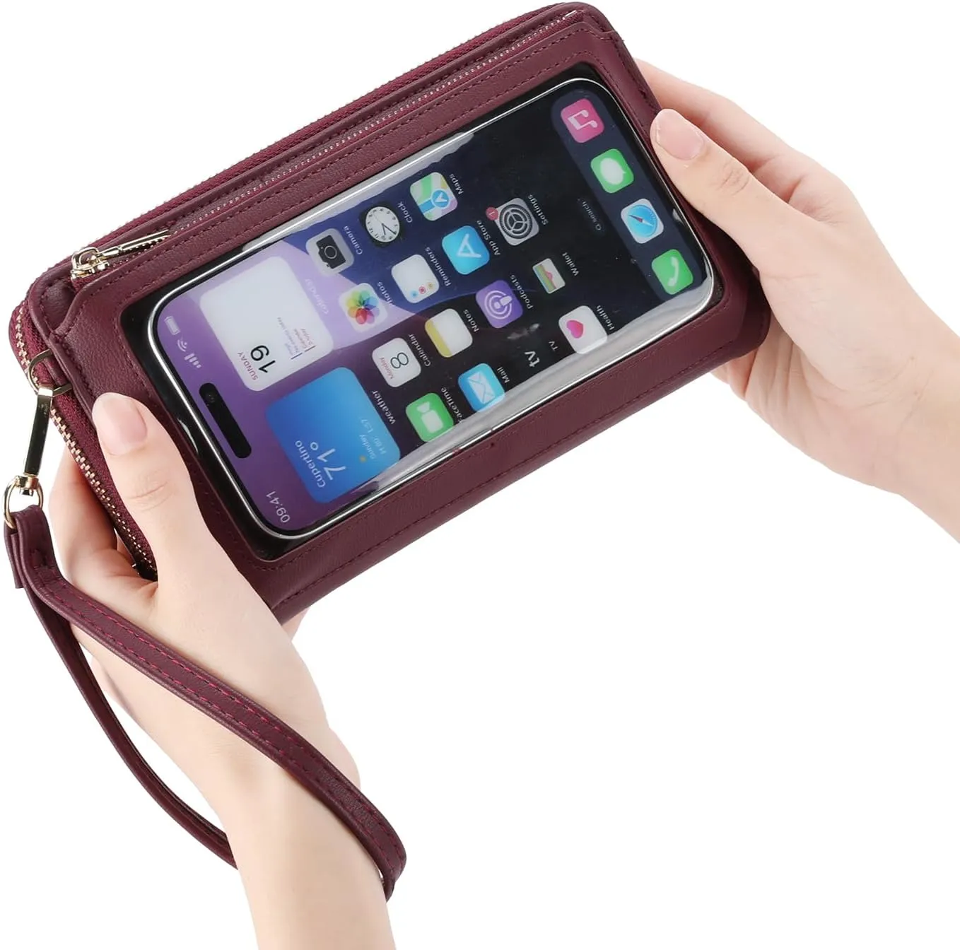 GOIACII Phone Purse Crossbody Bags for Women Small Travel Wallet Touch Screen RFID Blocking