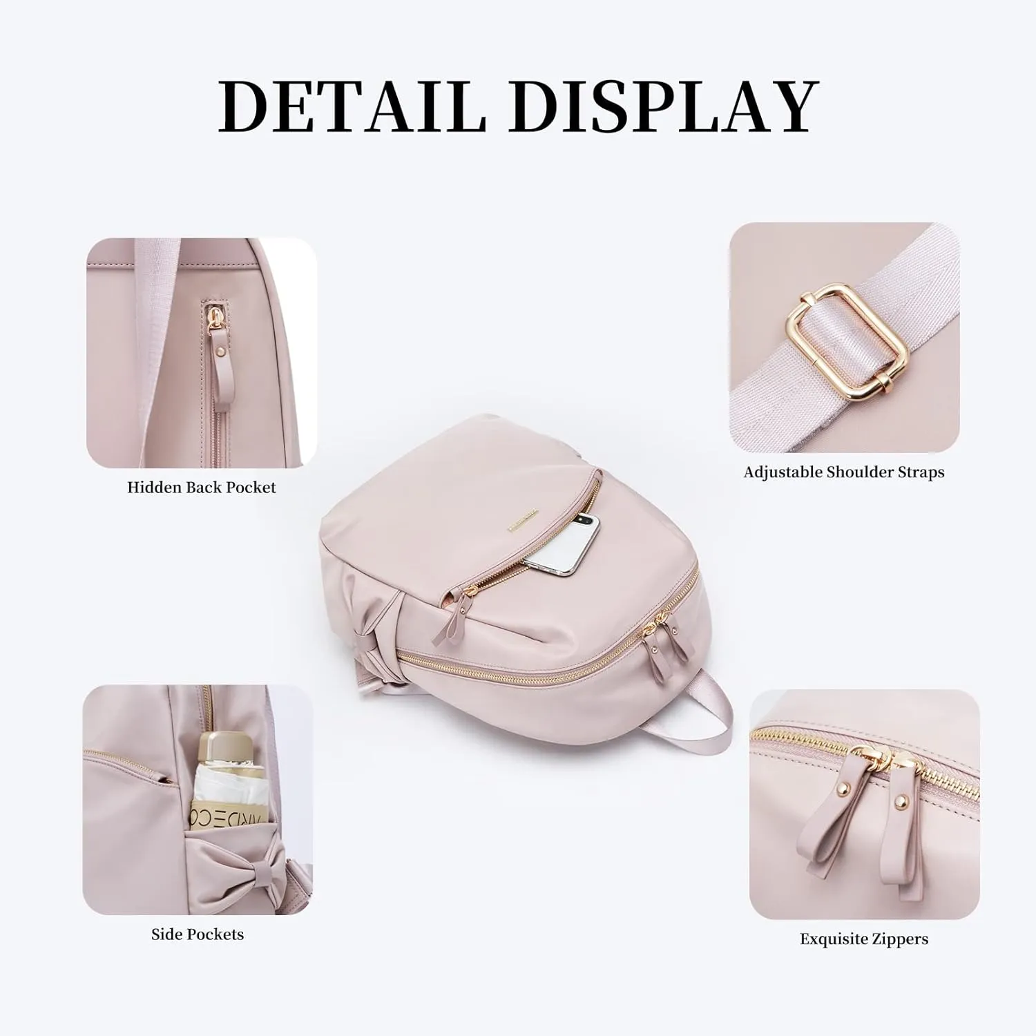 GOLF SUPAGS Stylish Backpack Purse for Women Casual Travel Daypack Mini Backpack Handbag Nylon Bookbag