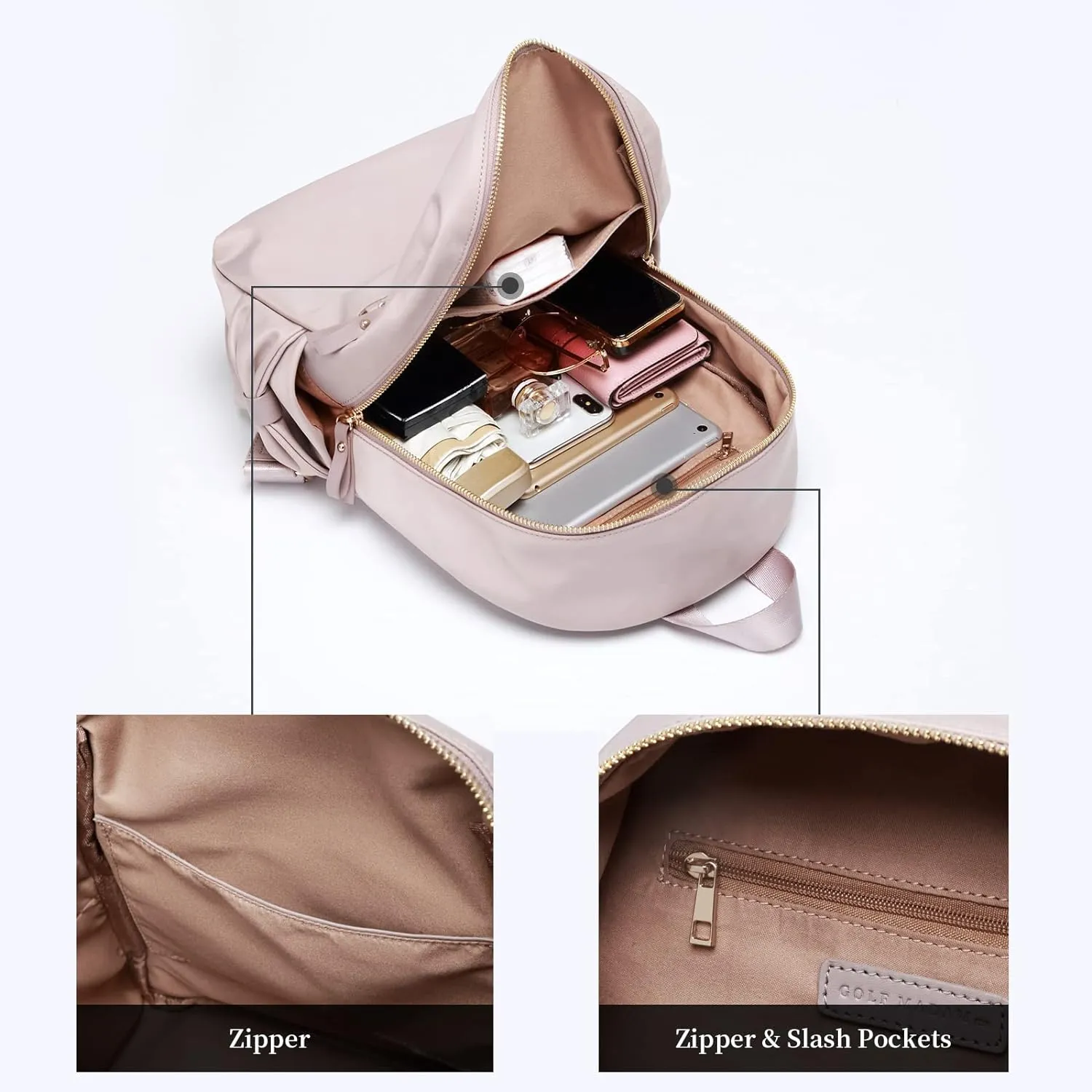 GOLF SUPAGS Stylish Backpack Purse for Women Casual Travel Daypack Mini Backpack Handbag Nylon Bookbag