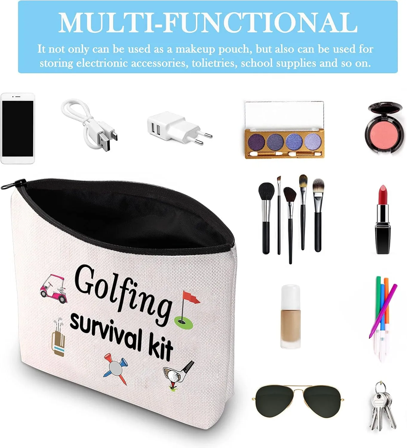 Golfing Survival Kit Makeup Bag Golfing Gift Golf Accessories Gift for Mom Golfer Humor