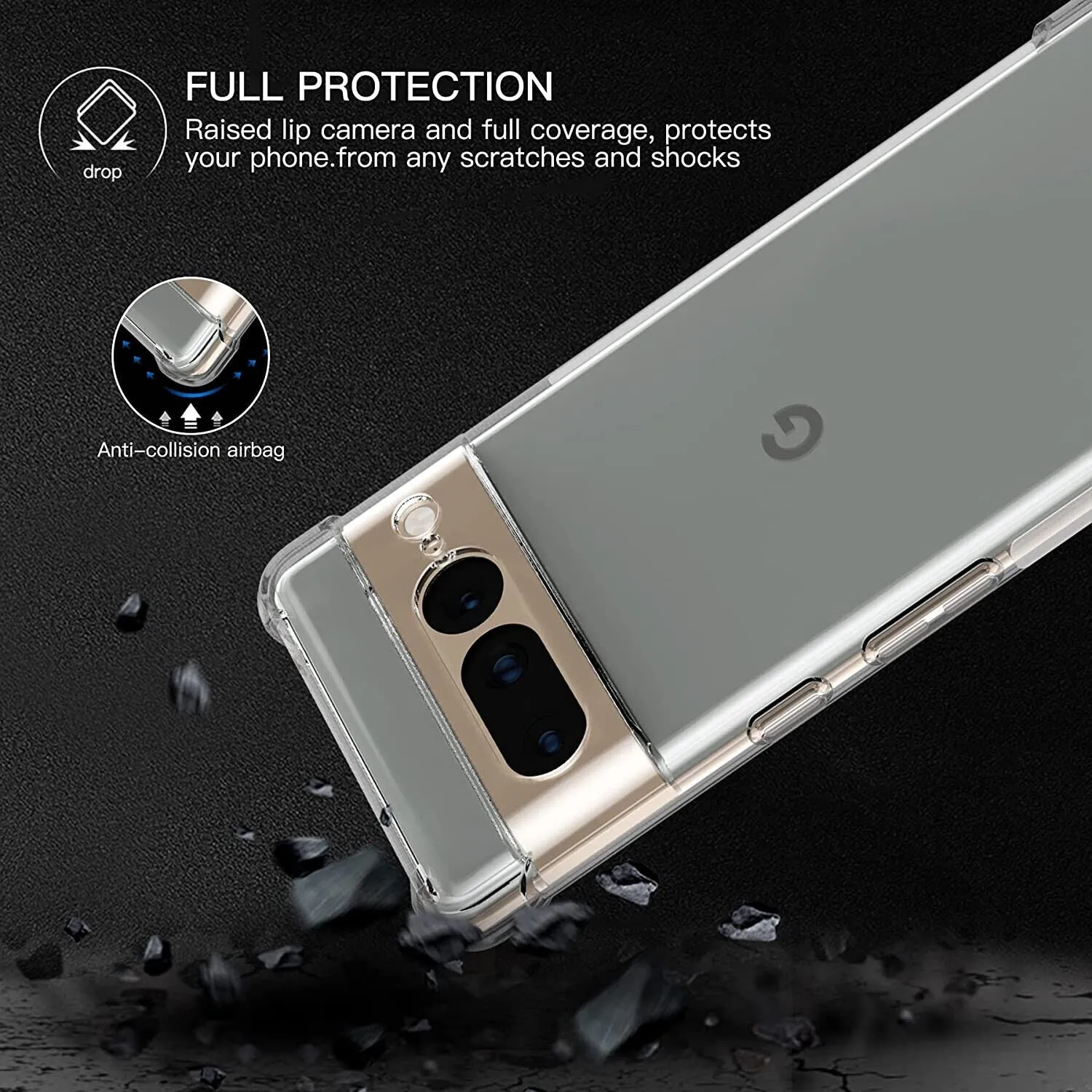 Google Pixel 7 Pro Case Clear Silicone Slim Shockproof Gel Cover