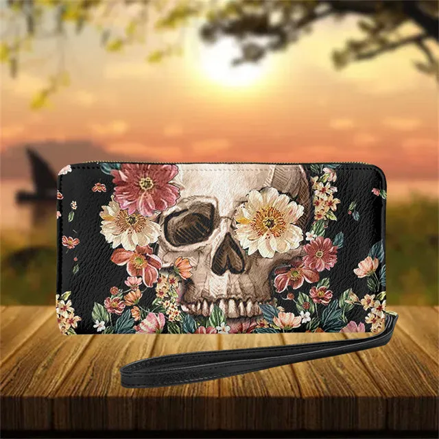 Gothic Skull Design Womens Personalised Wallet