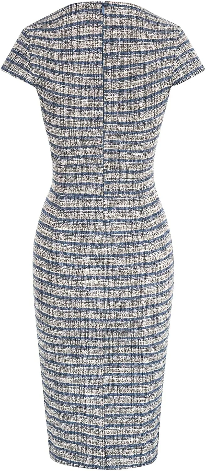 GRACE KARIN Women's Gorgeous Pencil Dress Cap Sleeve Tweed Pencil Dress for Work