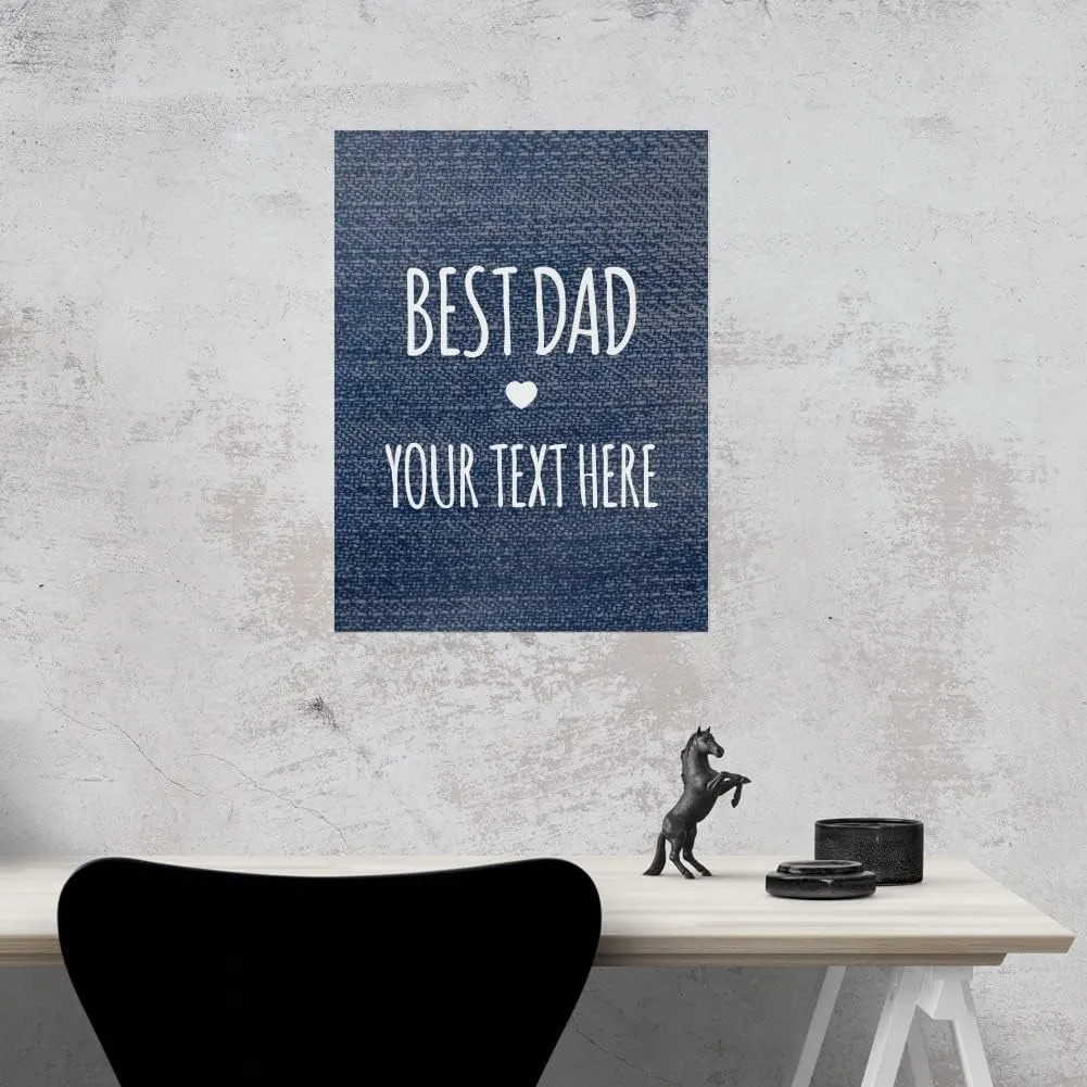 GRAPHICS & MORE Personalized Custom 1 Line Best Dad Father Denim Texture Paper Poster