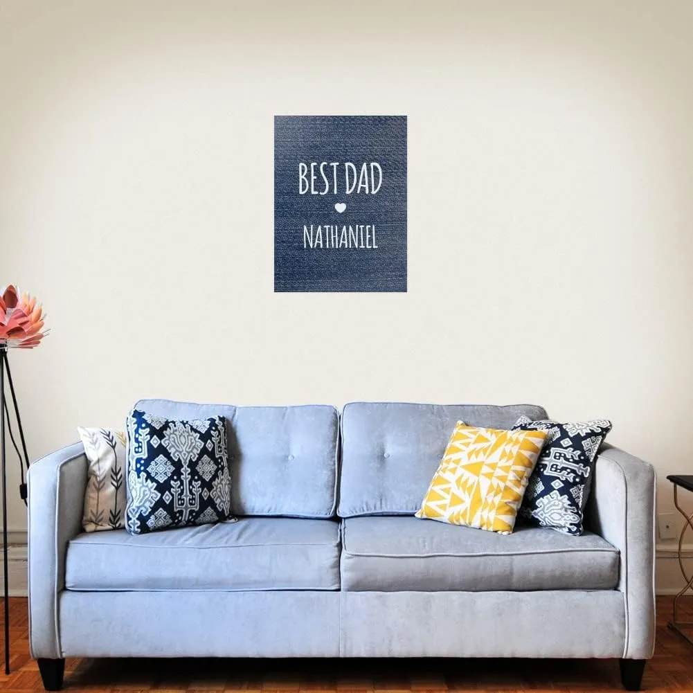 GRAPHICS & MORE Personalized Custom 1 Line Best Dad Father Denim Texture Paper Poster