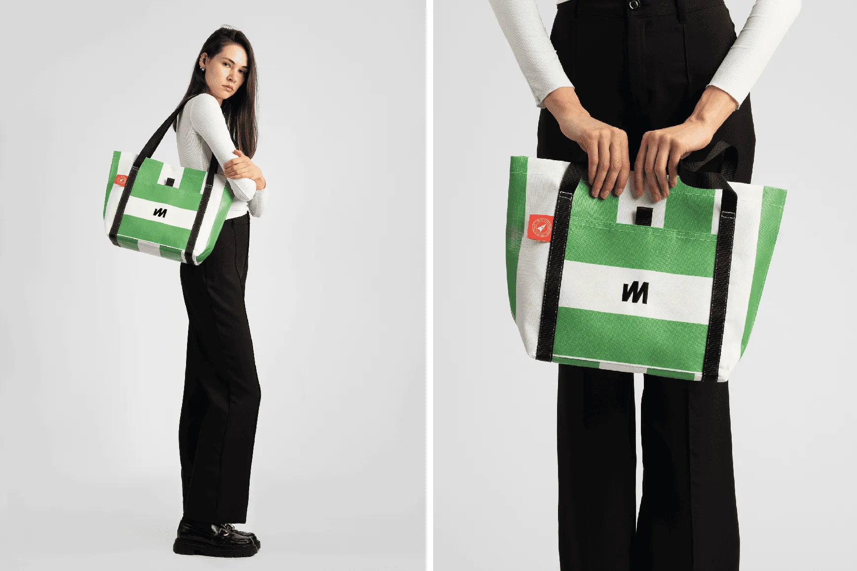 Green Tote - Classic Stripe
