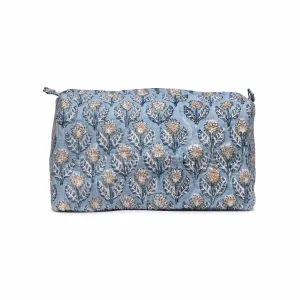 GREY FLOWER BUTTA QUILTED TOILETRY POUCH