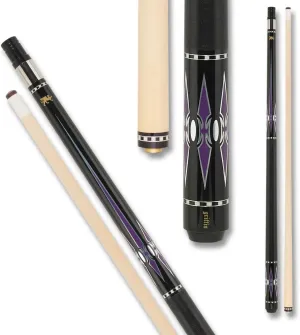 Griffin GR48 Pool Cue - Jet Black with Silver and Purple Design