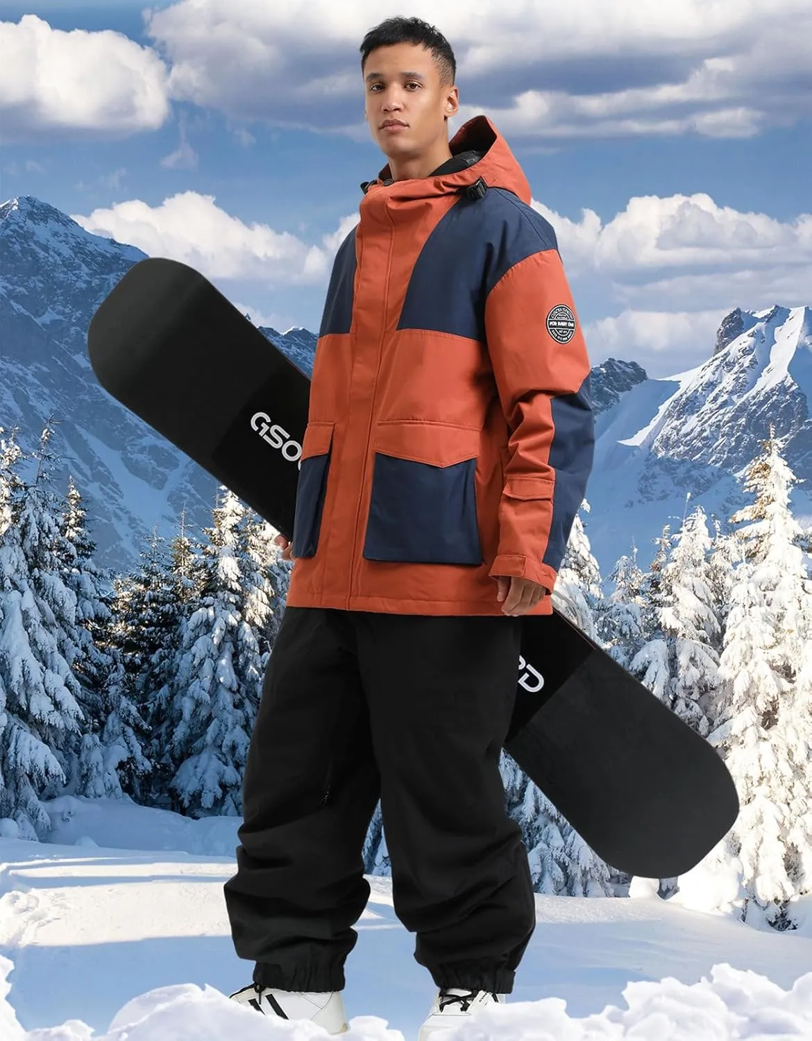 GSOU SNOW Men Ski Jacket Snowboard Snow Coat Warm Winter Waterproof Mountain Hooded