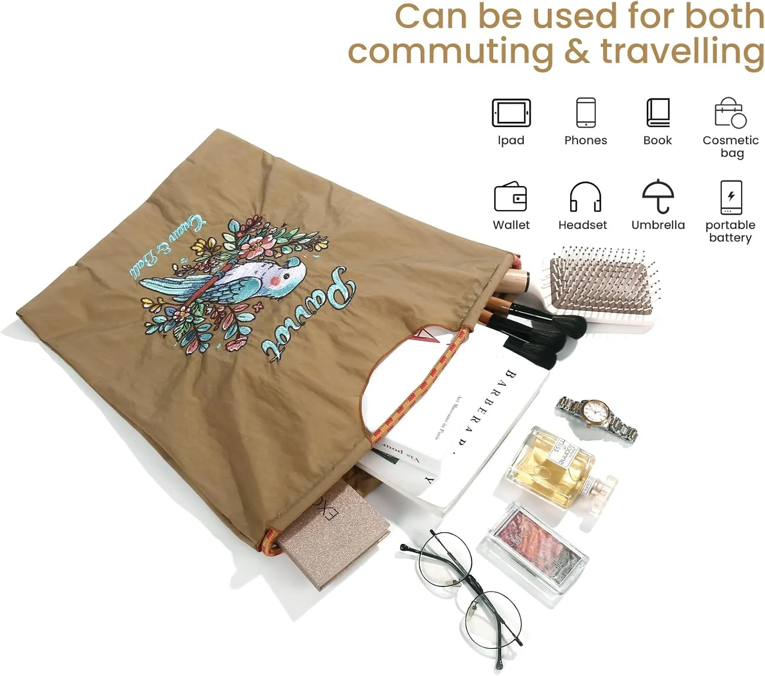 Guan&Ball Nylon Tote Bag for Women，Nylon Tote Bag,Everyday Bag Handbags for Work Beach Gym