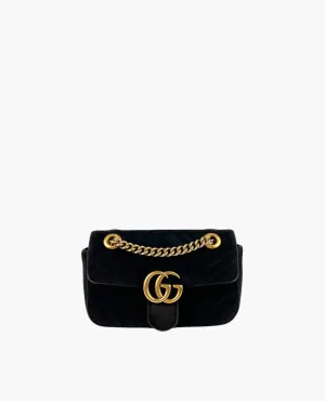 Gucci GG Marmont Small Quilted Black Velvet