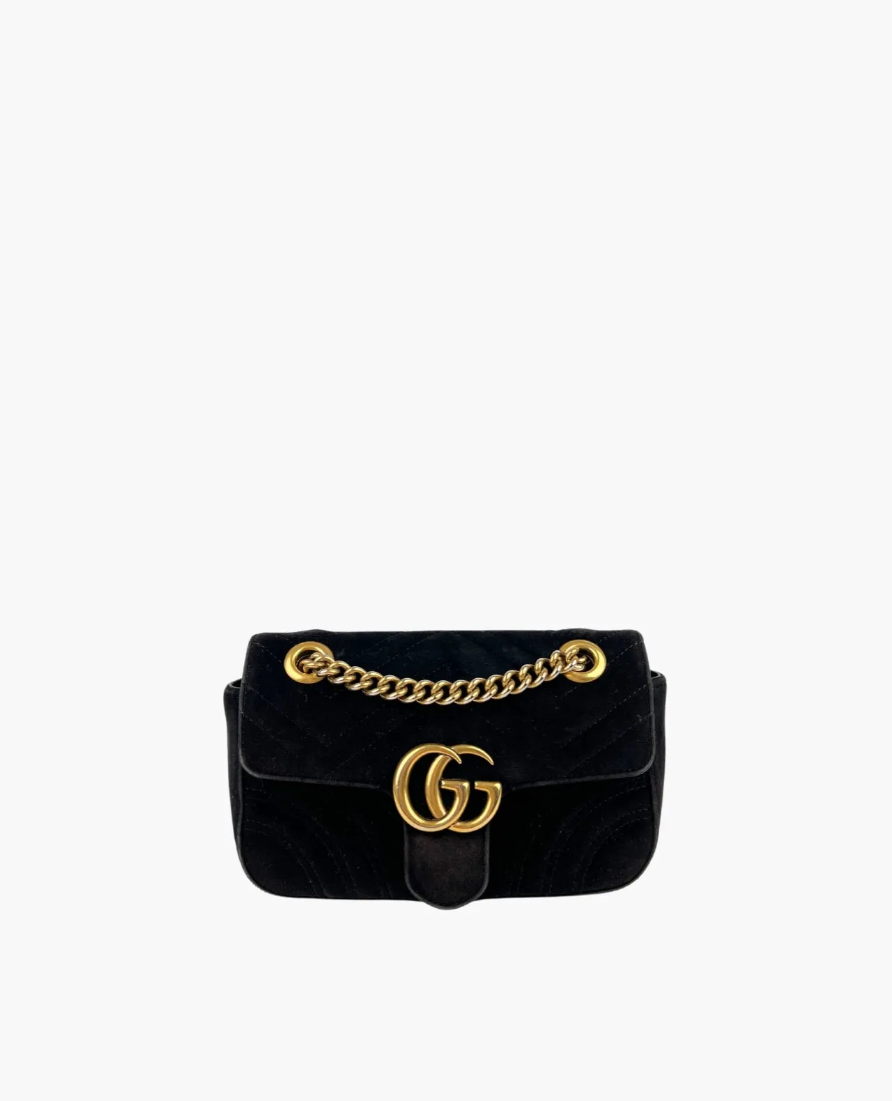 Gucci GG Marmont Small Quilted Black Velvet