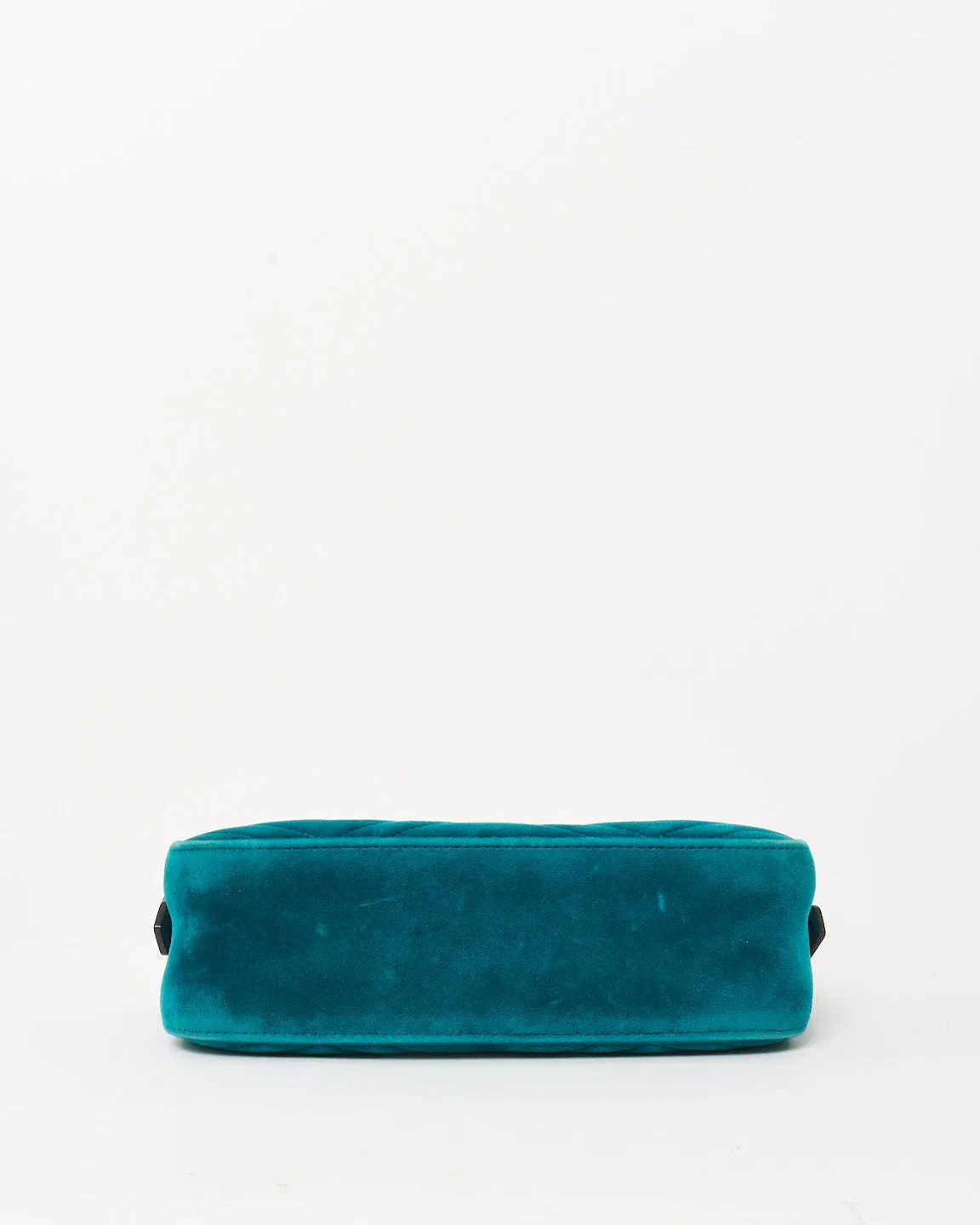 Gucci Turquoise Matelassé Velvet Small GG Marmont Chain Crossbody Bag