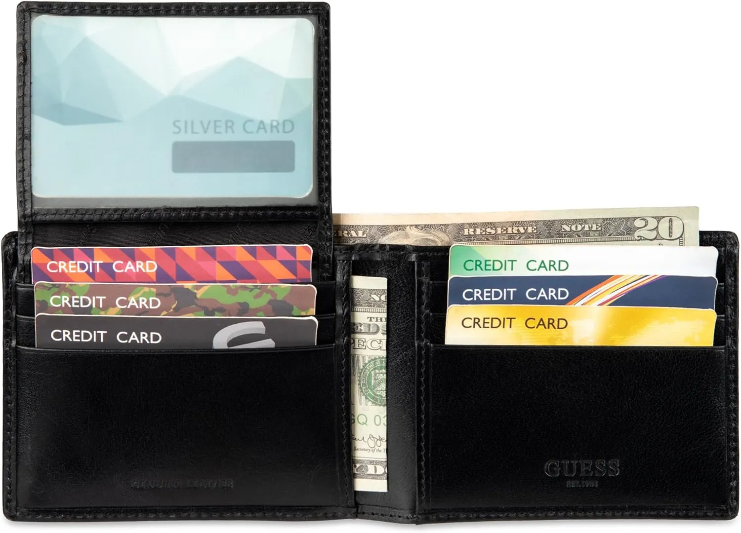 Guess Men's Classic Bifold Wallet with Card Slots, Bill Compartment and Id Window