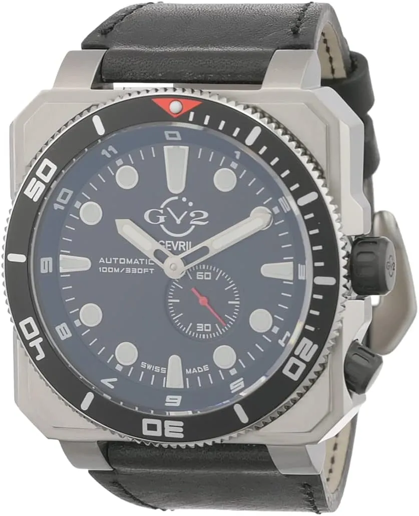 GV2 Men's XO Submarine Swiss Automatic Watch, Genuine Italian Leather Strap