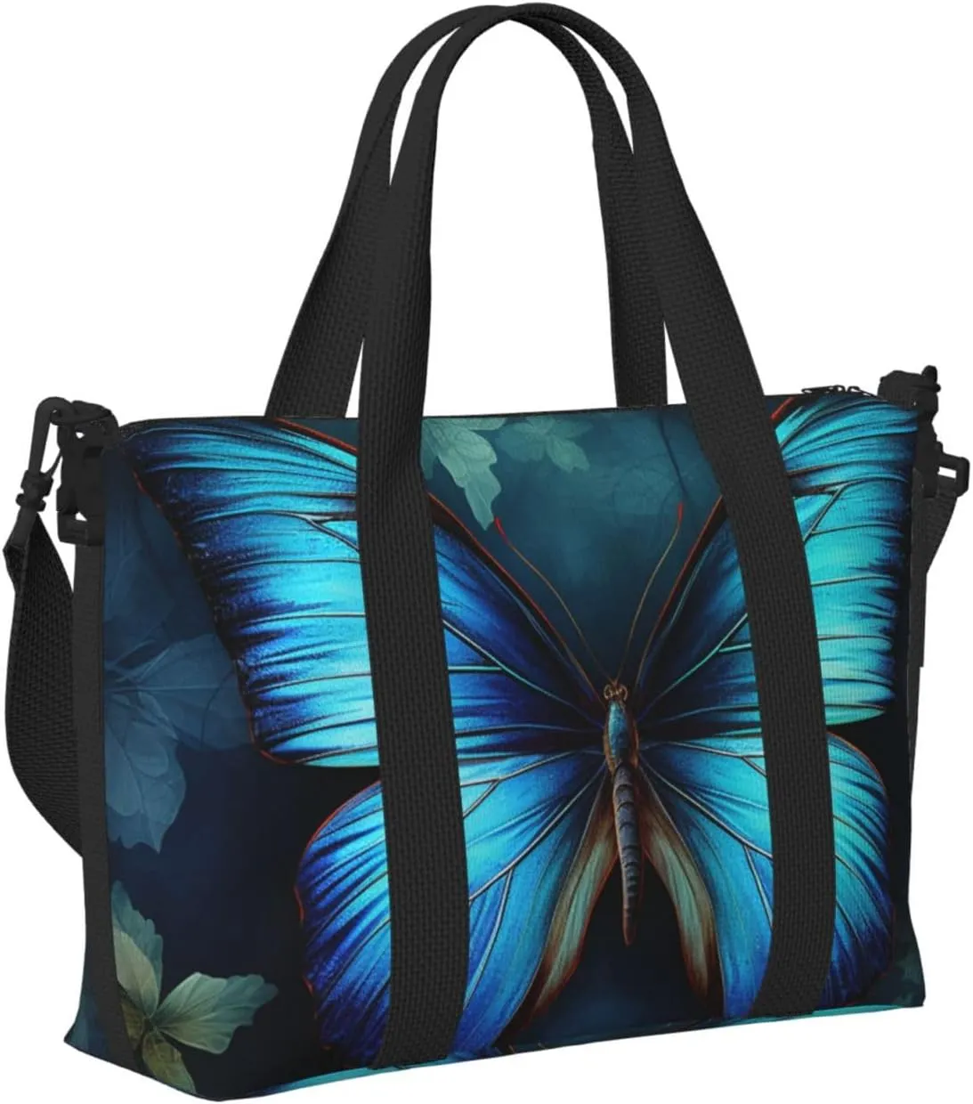 Gym Bag Blue Butterfly Pattern Duffel Bag for Men Women Travel Overnight Bag with Shoe Compartment Workout Bags