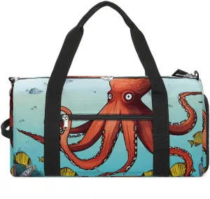 Gym Bag Giant Octopus Duffel Bag for Men Women Travel Overnight Bag with Shoe Compartment Workout Bags