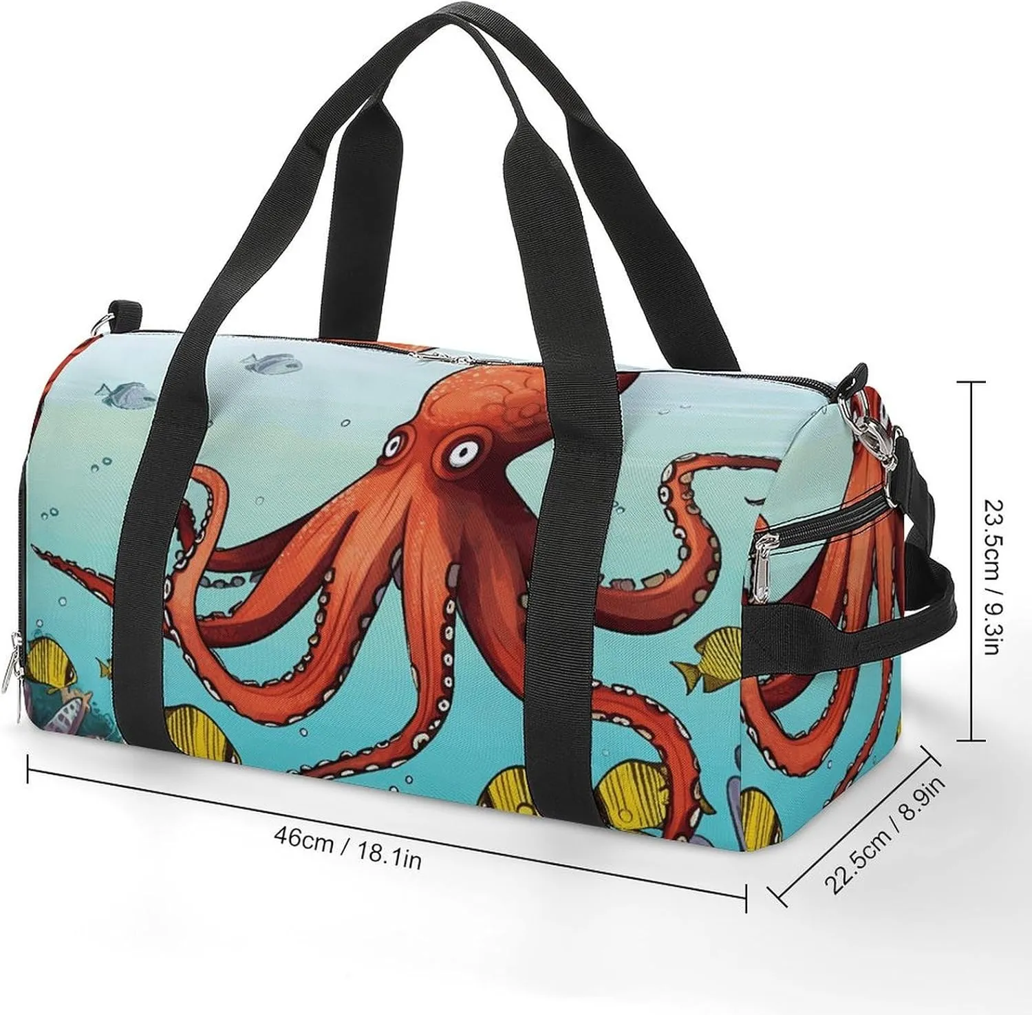 Gym Bag Giant Octopus Duffel Bag for Men Women Travel Overnight Bag with Shoe Compartment Workout Bags