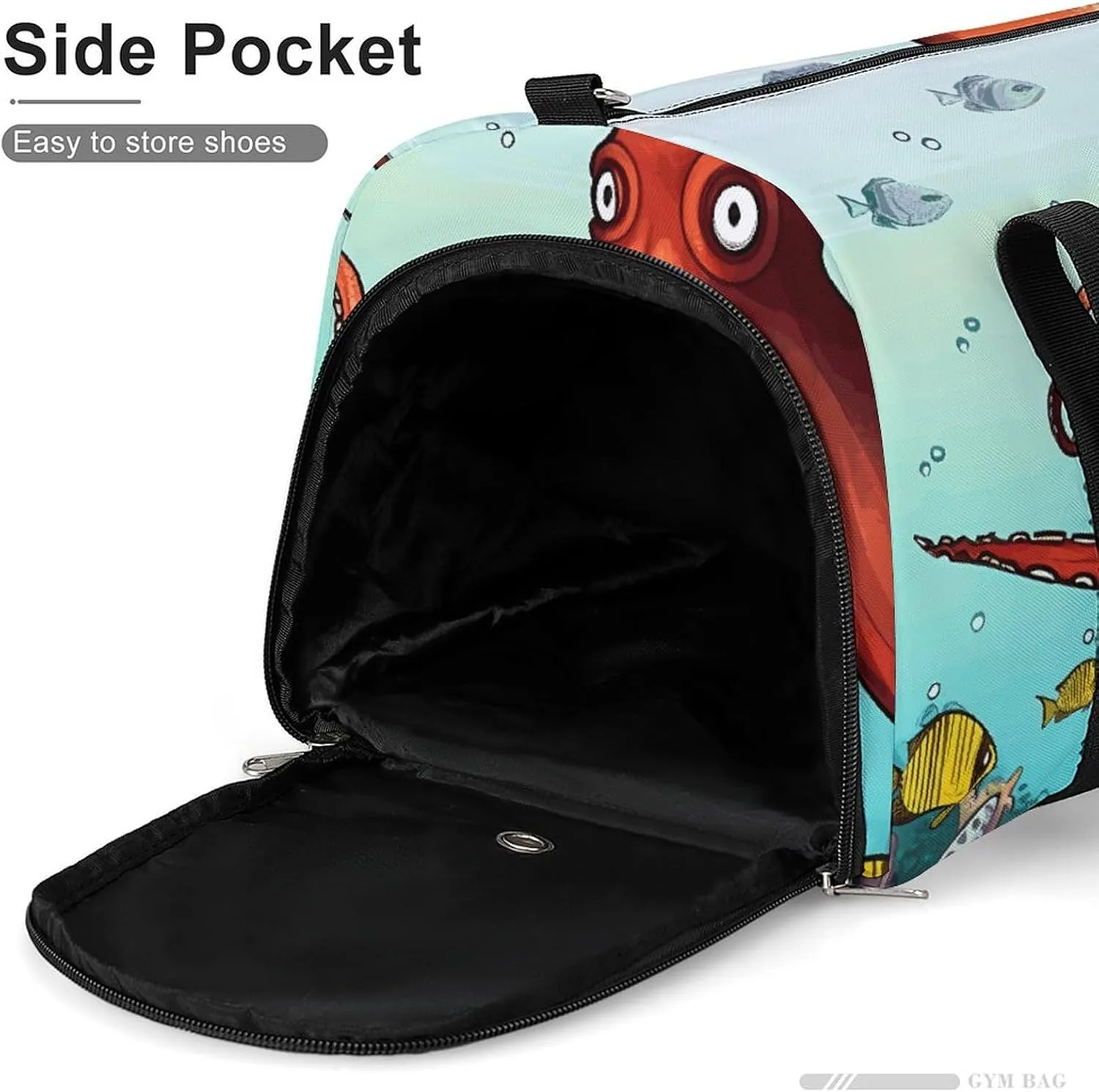 Gym Bag Giant Octopus Duffel Bag for Men Women Travel Overnight Bag with Shoe Compartment Workout Bags