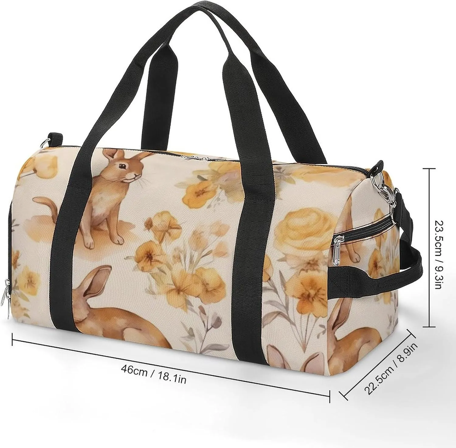 Gym Bag Watercolor Bunny Duffel Bag for Men Women Travel Overnight Bag with Shoe Compartment Workout Bags