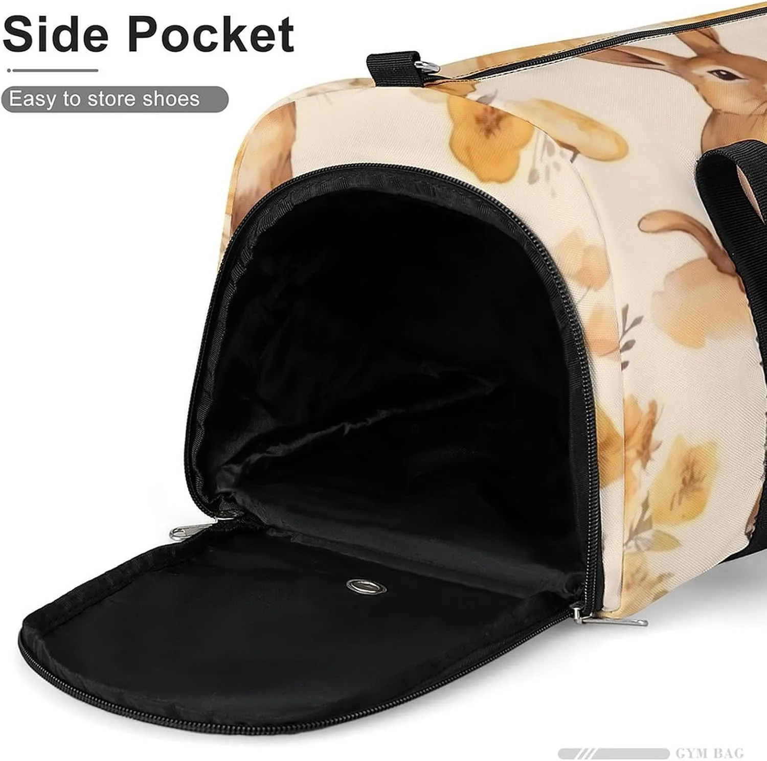 Gym Bag Watercolor Bunny Duffel Bag for Men Women Travel Overnight Bag with Shoe Compartment Workout Bags