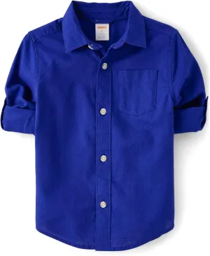 Gymboree Boys' and Toddler Long Sleeve Linen Button Up Shirt