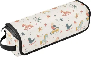 Hair Tools Travel Bag and Heat Resistant Mat Large Capacity Hair Tool Organizer for Flat Iron Hot Tools and Haircare Accessories, Beige Polka Dot Ponies