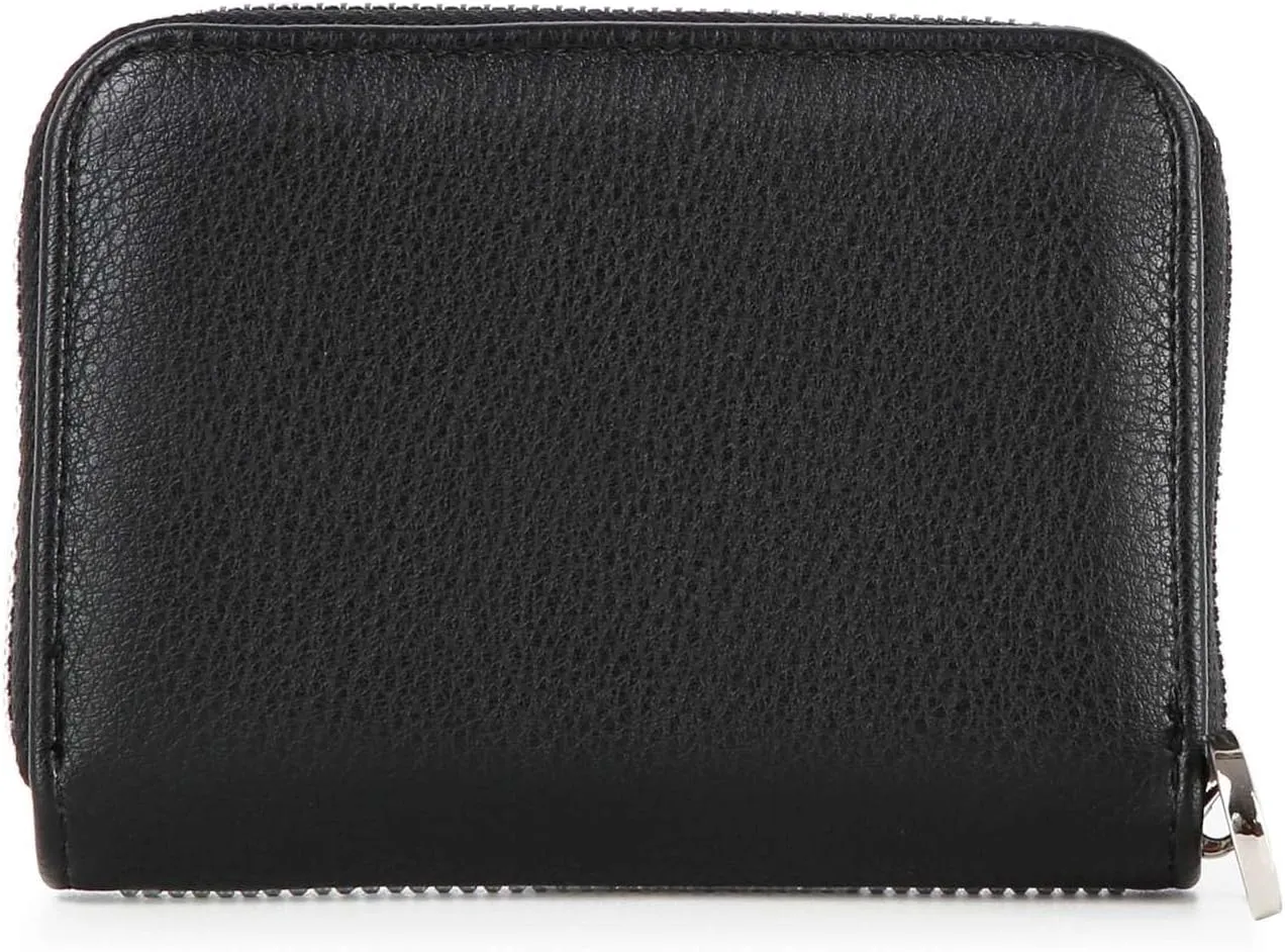 Handbag Express Rhinestone Design Zip Around Petite Wallet (Black-Houndstooth)
