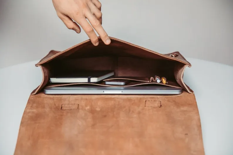 Handmade Real Leather Laptop/Office Briefcase Bag – Functional & Stylish