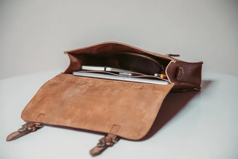 Handmade Real Leather Laptop/Office Briefcase Bag – Functional & Stylish