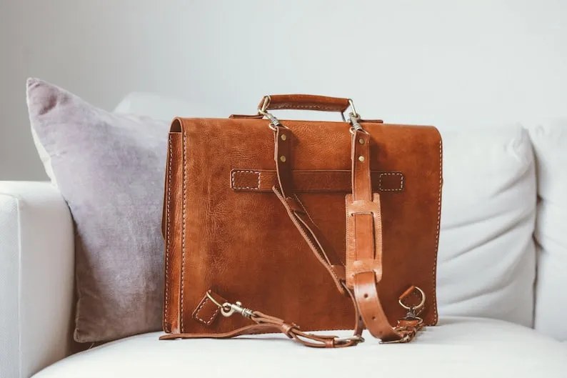 Handmade Real Leather Laptop/Office Briefcase Bag – Functional & Stylish