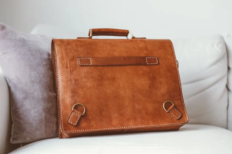 Handmade Real Leather Laptop/Office Briefcase Bag – Functional & Stylish
