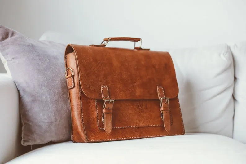 Handmade Real Leather Laptop/Office Briefcase Bag – Functional & Stylish