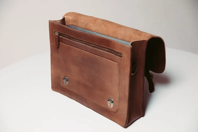 Handmade Real Leather Laptop/Office Briefcase Bag – Functional & Stylish