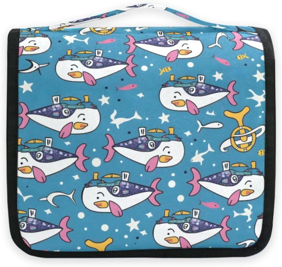 Hanging Toiletry Bag Cute Sailor under Sea Travel Makeup bag for Toiletries Portable Travel Toiletry Organizer Cosmetic Bags with Hanging Hook