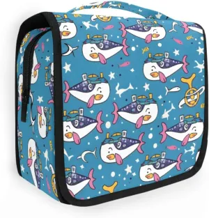 Hanging Toiletry Bag Cute Sailor under Sea Travel Makeup bag for Toiletries Portable Travel Toiletry Organizer Cosmetic Bags with Hanging Hook