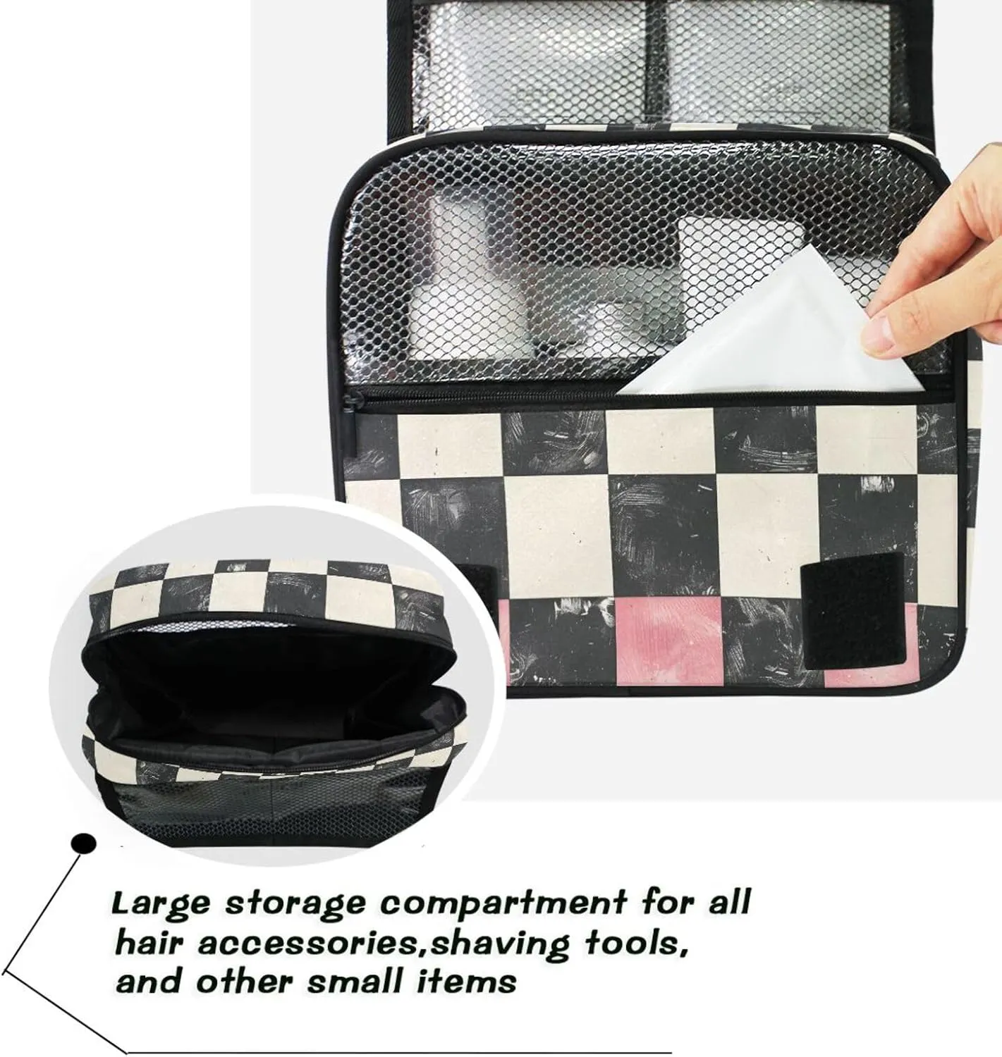 Hanging Toiletry Bag Diagram Of White Black and Pink Travel Makeup bag for Toiletries Portable Travel Toiletry Organizer Cosmetic Bags with Hanging Hook