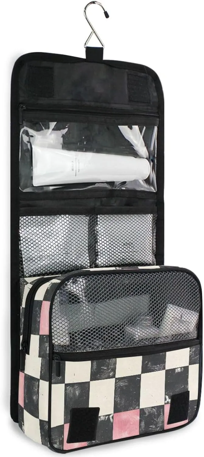 Hanging Toiletry Bag Diagram Of White Black and Pink Travel Makeup bag for Toiletries Portable Travel Toiletry Organizer Cosmetic Bags with Hanging Hook