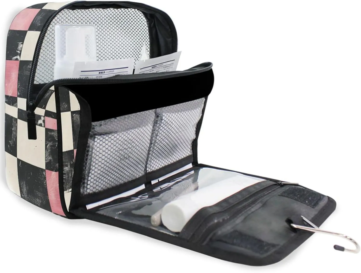 Hanging Toiletry Bag Diagram Of White Black and Pink Travel Makeup bag for Toiletries Portable Travel Toiletry Organizer Cosmetic Bags with Hanging Hook