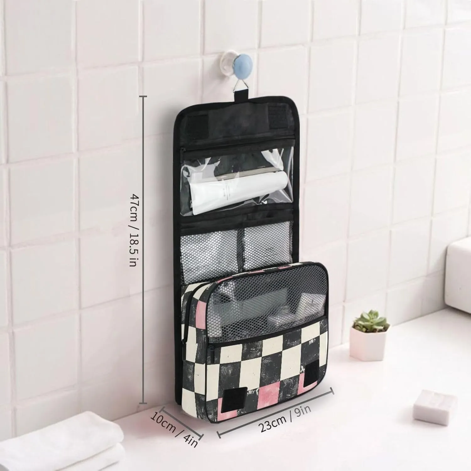 Hanging Toiletry Bag Diagram Of White Black and Pink Travel Makeup bag for Toiletries Portable Travel Toiletry Organizer Cosmetic Bags with Hanging Hook