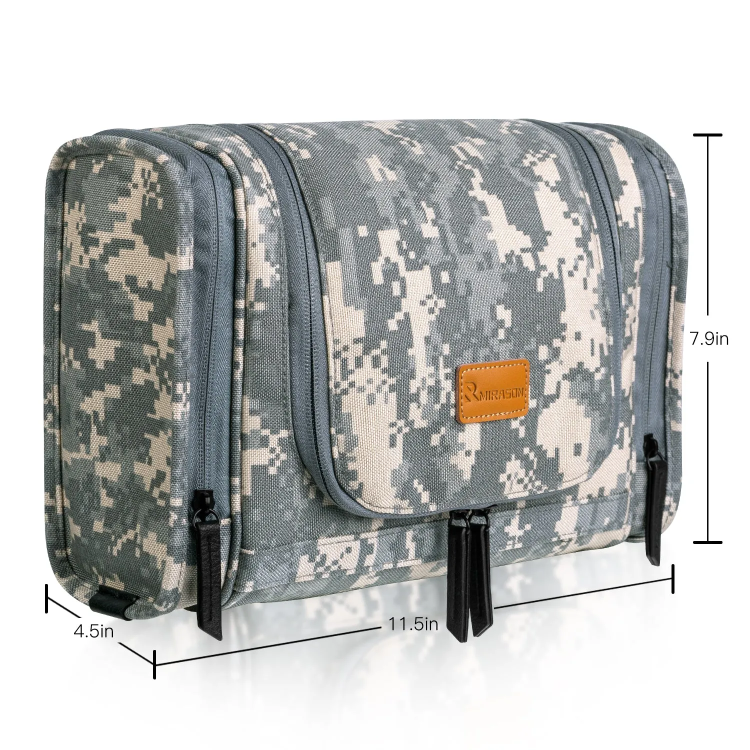 Hanging Toiletry Bag for Men Dopp Kit Waterproof Leather Travel Organizer - Camo