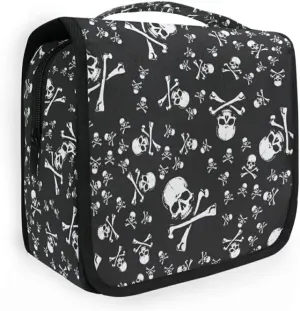 Hanging Toiletry Bag Halloween Skull Head Jolly Roger Pirate Makeup Travel bag for Toiletries Portable Toiletry Organizer Bags Clear Toiletry Cosmetic Kit