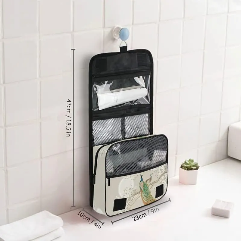 Hanging Toiletry Bag Peacock on The Branch Makeup Travel bag for Toiletries Portable Toiletry Organizer Bags Clear Toiletry Cosmetic Kit