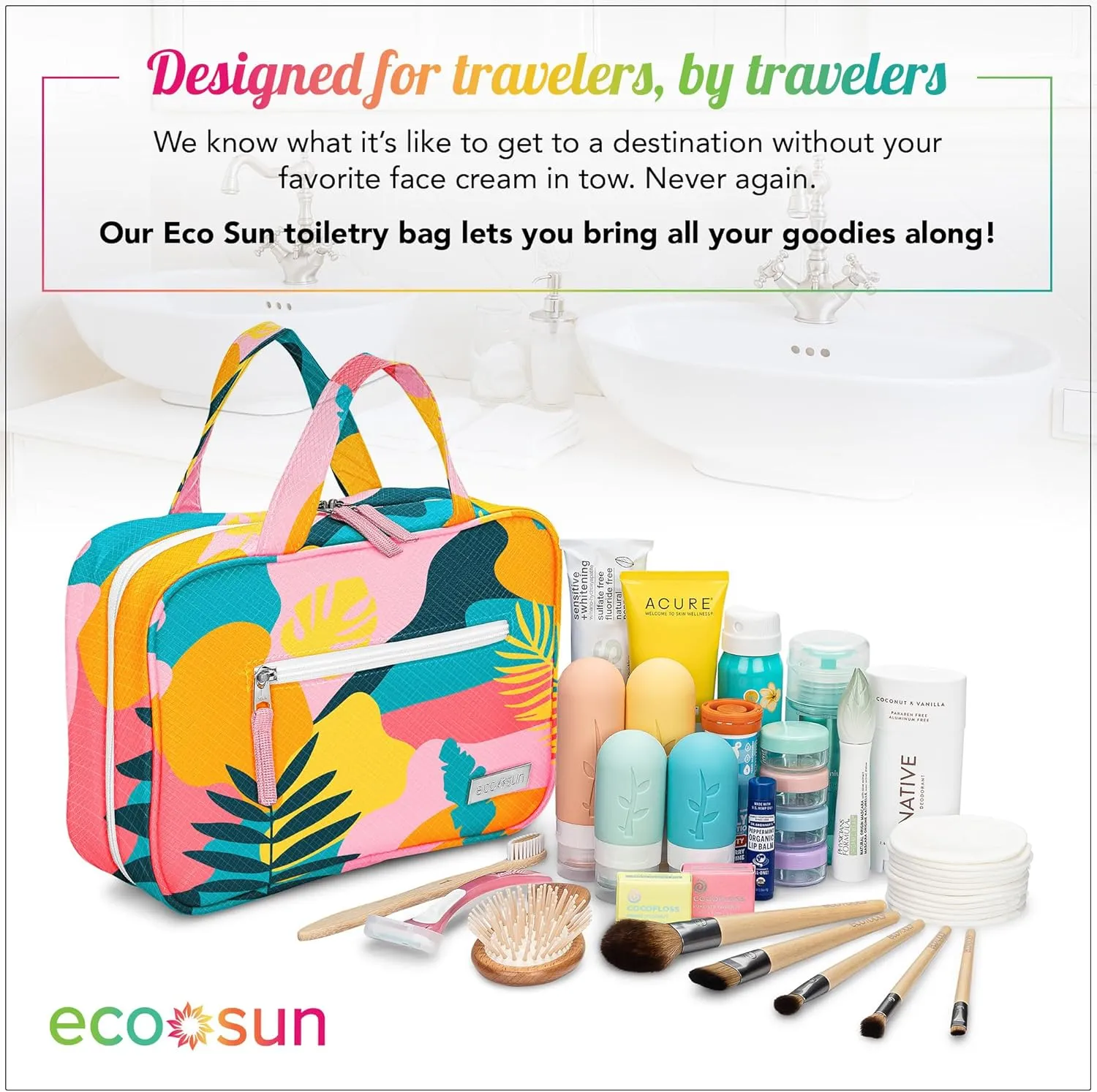 Hanging Travel Toiletry Bag — Designed in Hawaii — Water-resistant Travel Organizer for Bathroom Accessories