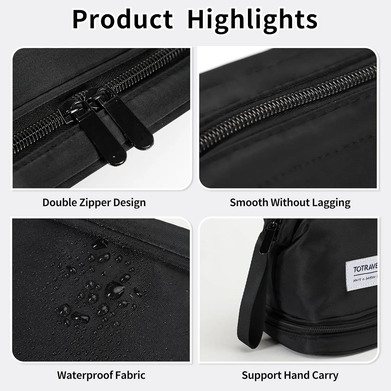 Hanging Travel Toiletry Bag for Women,Makeup Bag,Waterproof,Dry Wet Separation,Large Capacity, 8.66 x 4.92 x 6.5 In,Suitable for Accessoriestravel Toiletry Organizer (Woman, Jet Black)