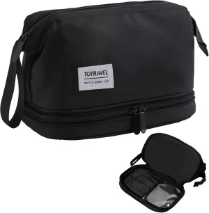 Hanging Travel Toiletry Bag for Women,Makeup Bag,Waterproof,Dry Wet Separation,Large Capacity, 8.66 x 4.92 x 6.5 In,Suitable for Accessoriestravel Toiletry Organizer (Woman, Jet Black)